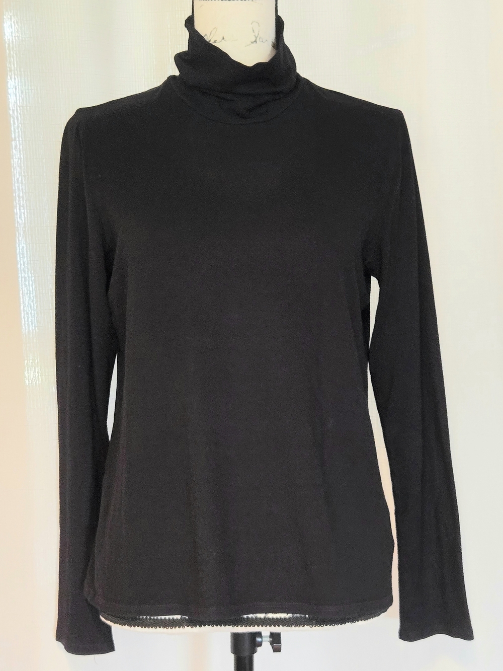 Eileen Fisher Black Fluid Jersey Turtleneck - Early System/Retired, Made in USA